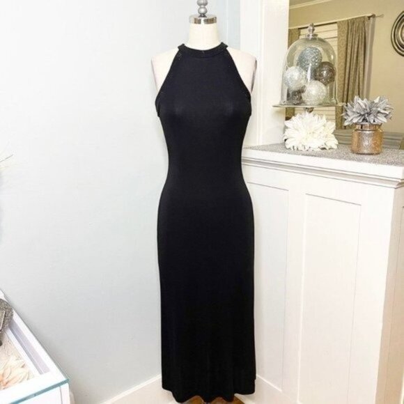 Ralph Lauren Black Sparkly Sheath Dress Midi Small - Picture 2 of 11
